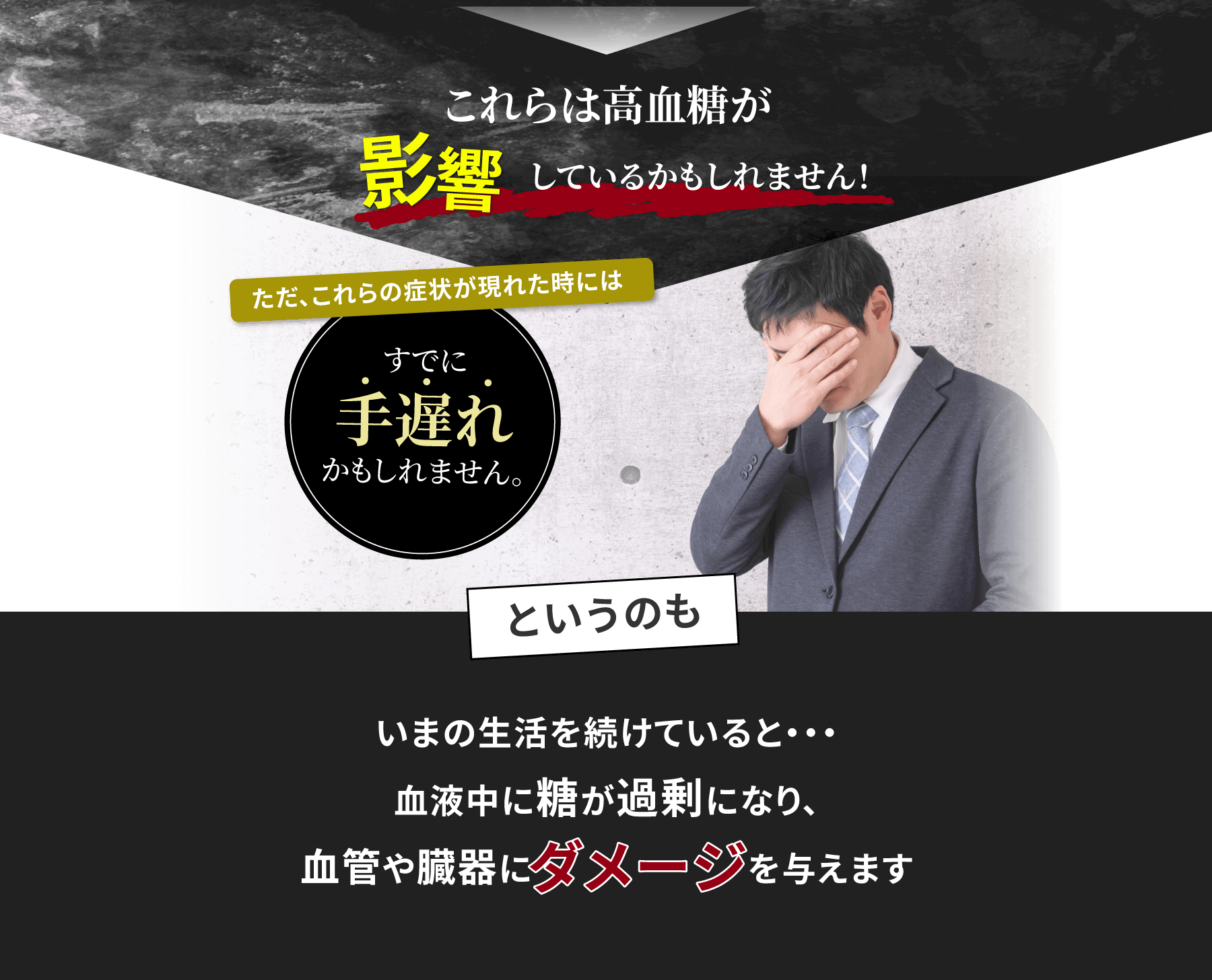 これらは高血糖が影響しているかもしれません
