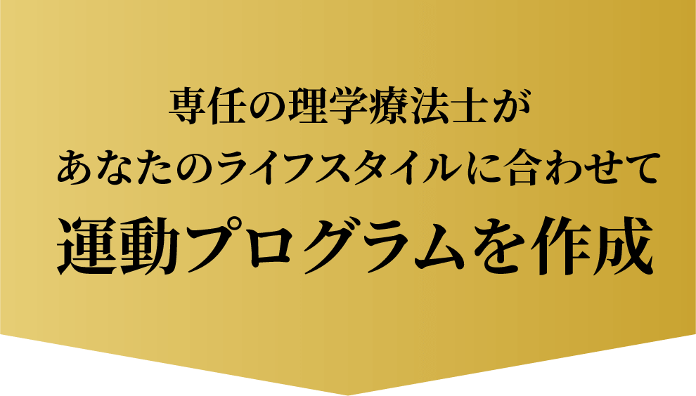 専任の理学療法士があなたのライフスタイルに合わせて運動プログラムを作成